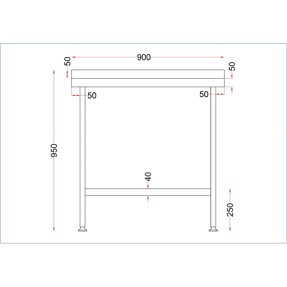 DR021 Holmes Stainless Steel Wall Table with Upstand 900mm JD Catering Equipment Solutions Ltd