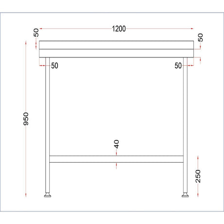 DR022 Holmes Stainless Steel Wall Table with Upstand 1200mm JD Catering Equipment Solutions Ltd