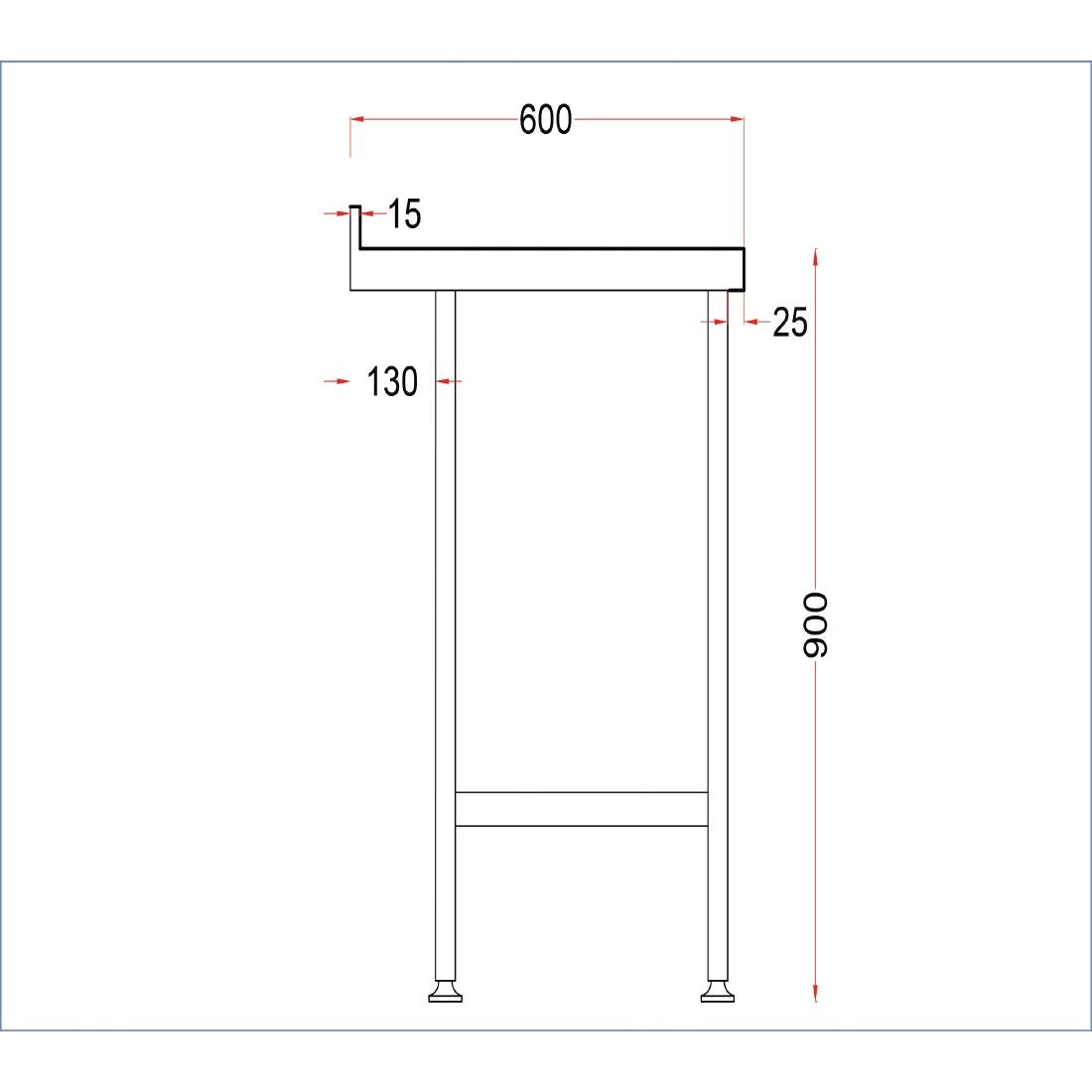 DR022 Holmes Stainless Steel Wall Table with Upstand 1200mm JD Catering Equipment Solutions Ltd