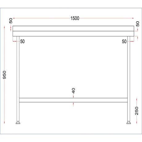 DR023 Holmes Stainless Steel Wall Table with Upstand 1500mm JD Catering Equipment Solutions Ltd