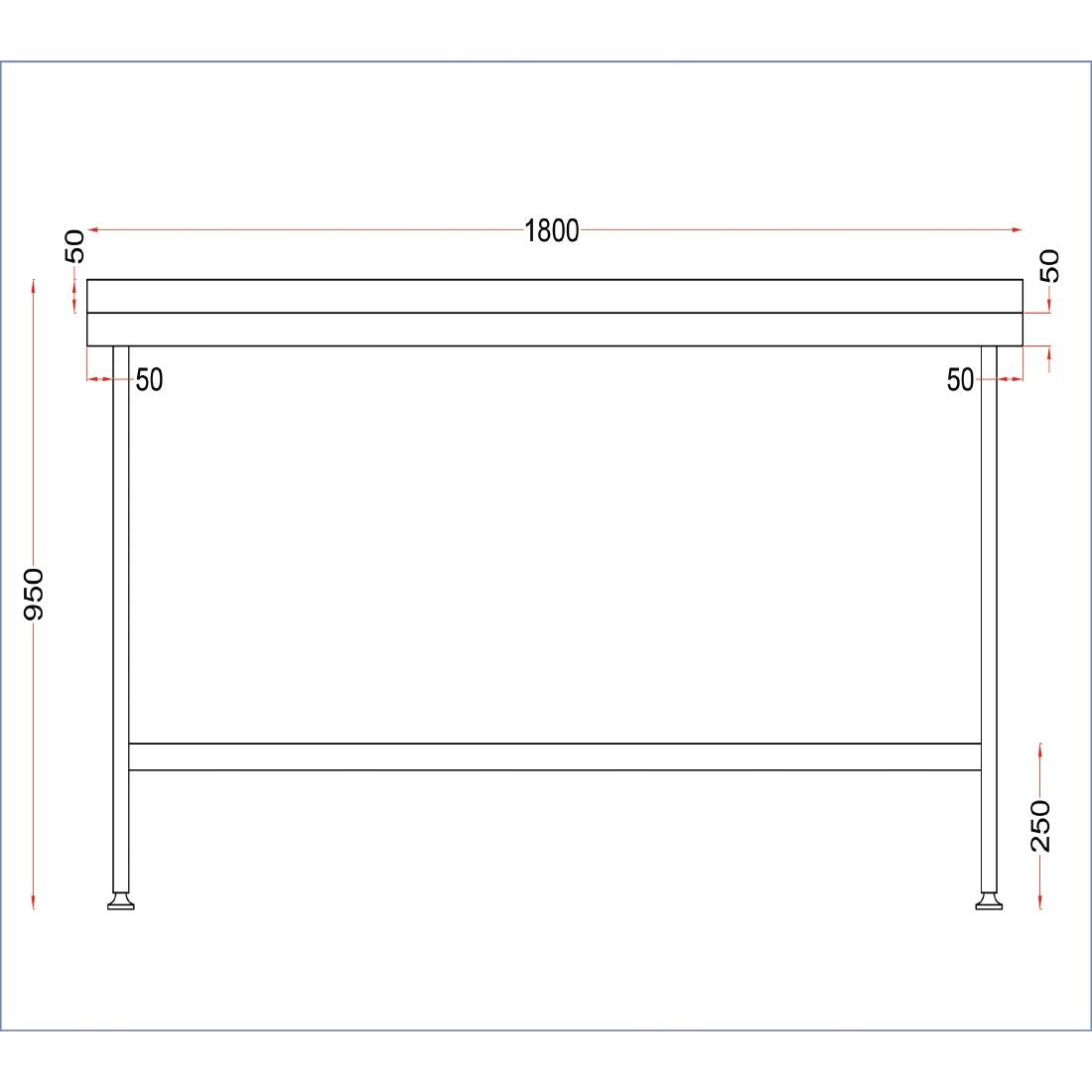 DR024 Holmes Stainless Steel Wall Table with Upstand 1800mm JD Catering Equipment Solutions Ltd