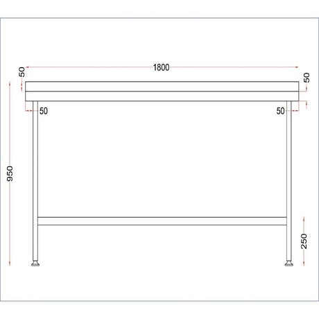 DR024 Holmes Stainless Steel Wall Table with Upstand 1800mm JD Catering Equipment Solutions Ltd