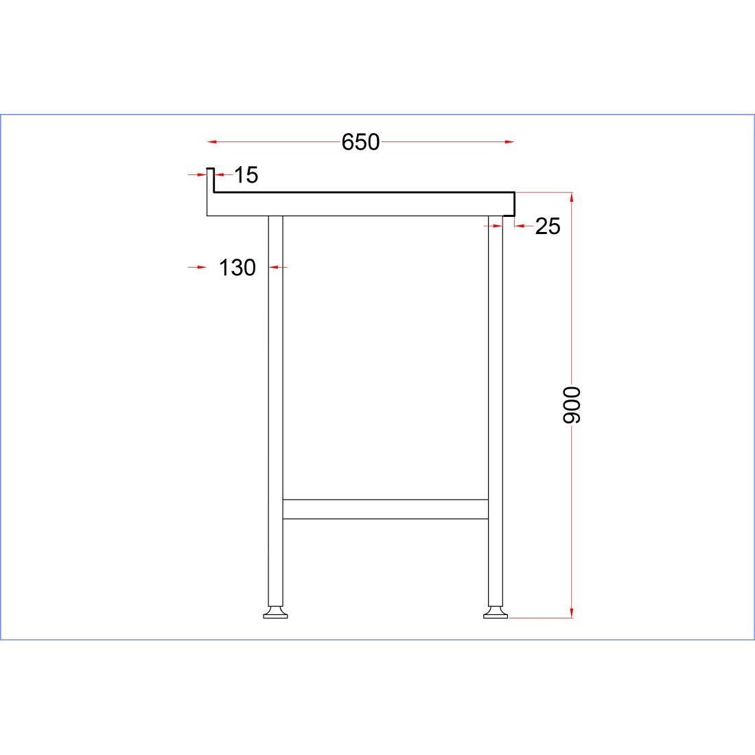 DR027 Holmes Stainless Steel Wall Table with Upstand 600mm JD Catering Equipment Solutions Ltd