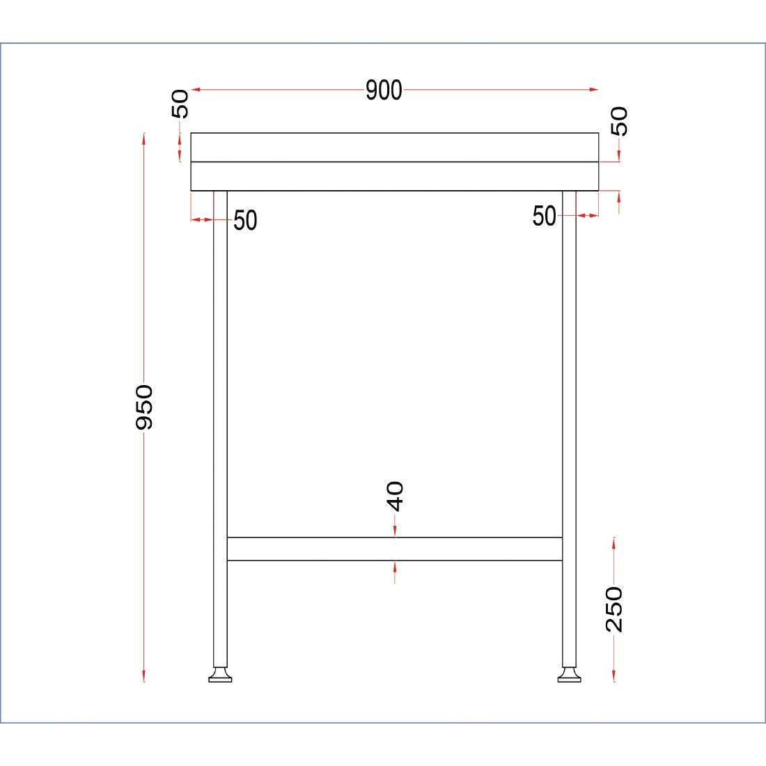 DR028 Holmes Stainless Steel Wall Table with Upstand 900mm JD Catering Equipment Solutions Ltd