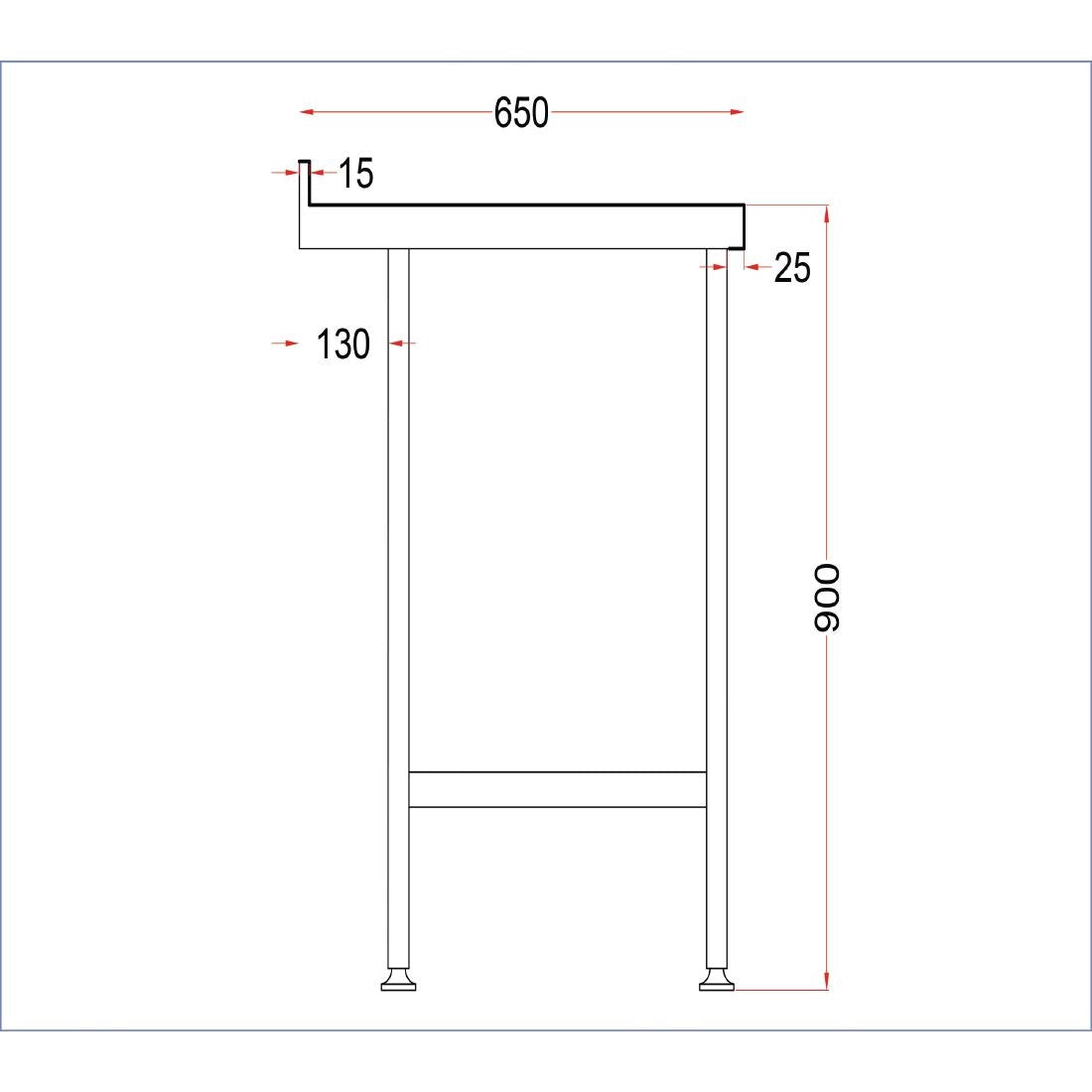 DR028 Holmes Stainless Steel Wall Table with Upstand 900mm JD Catering Equipment Solutions Ltd