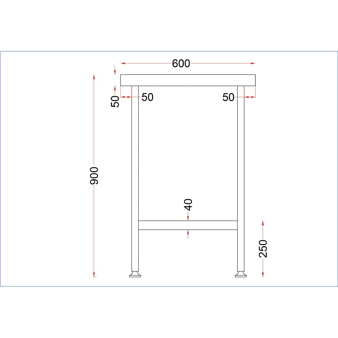 DR041 Holmes Stainless Steel Centre Table 600mm JD Catering Equipment Solutions Ltd