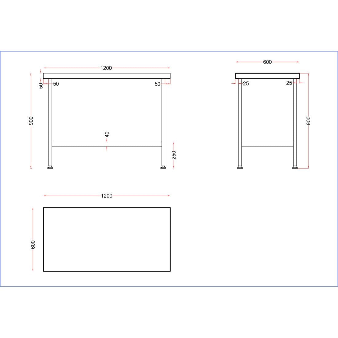 DR043 Holmes Stainless Steel Centre Table 1200mm JD Catering Equipment Solutions Ltd