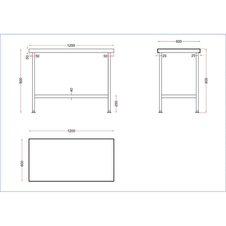 DR043 Holmes Stainless Steel Centre Table 1200mm JD Catering Equipment Solutions Ltd