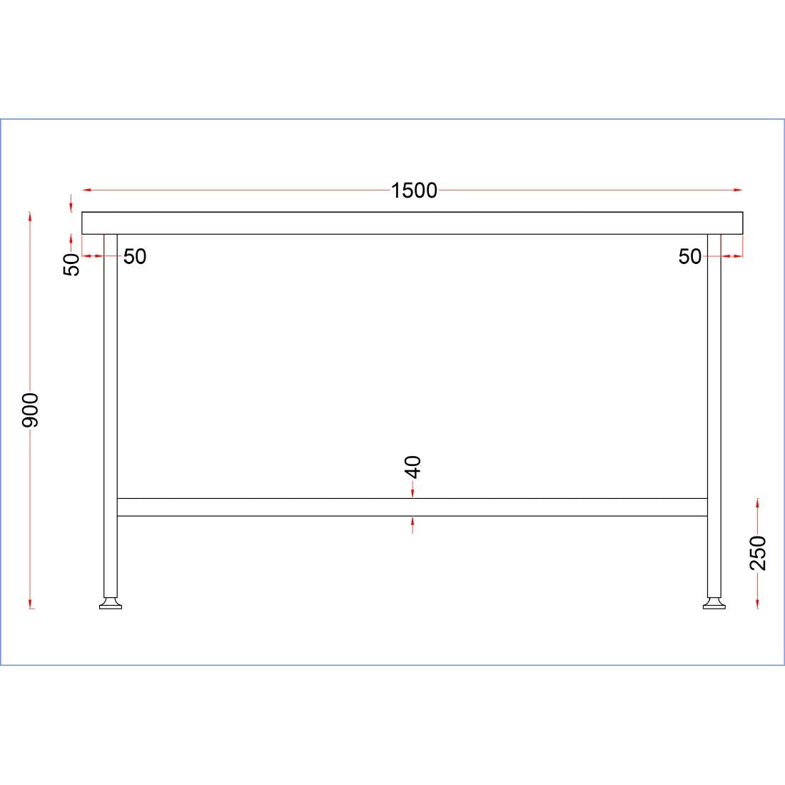 DR044 Holmes Stainless Steel Centre Table 1500mm JD Catering Equipment Solutions Ltd