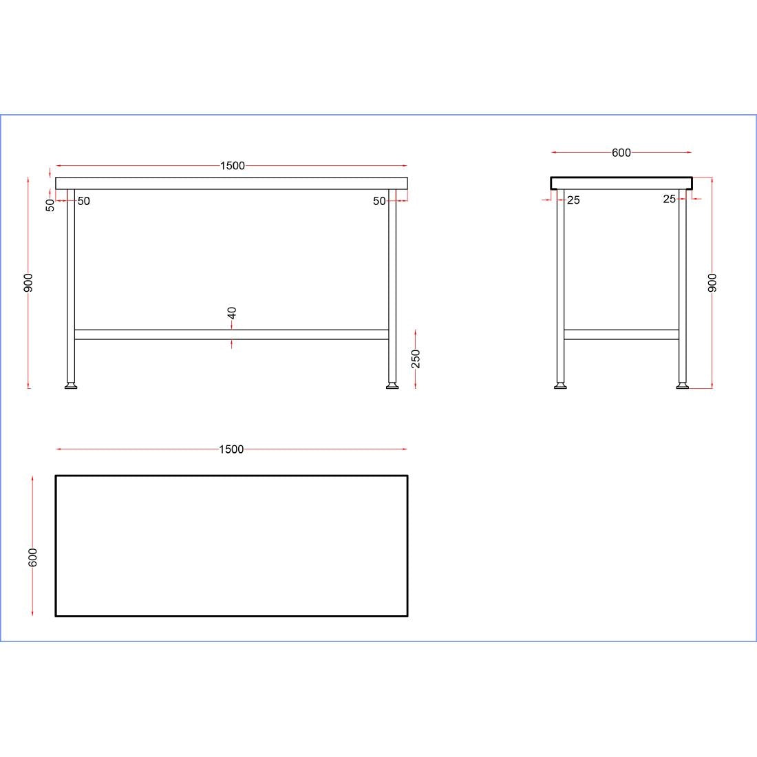 DR044 Holmes Stainless Steel Centre Table 1500mm JD Catering Equipment Solutions Ltd