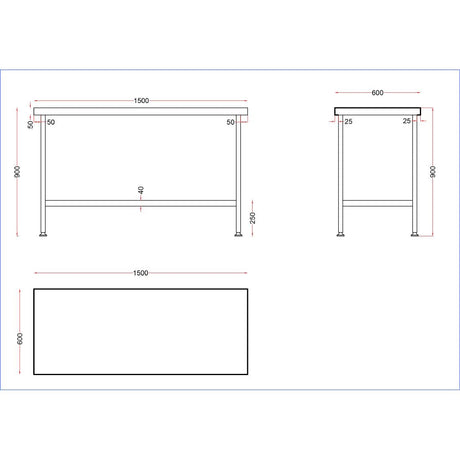 DR044 Holmes Stainless Steel Centre Table 1500mm JD Catering Equipment Solutions Ltd