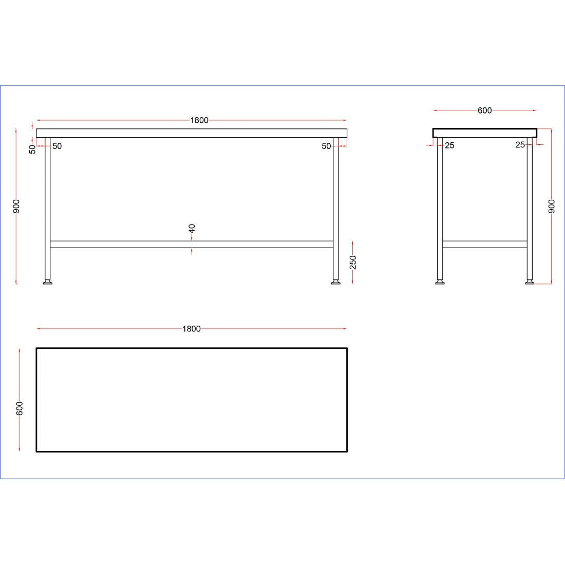 DR045 Holmes Stainless Steel Centre Table 1800mm JD Catering Equipment Solutions Ltd