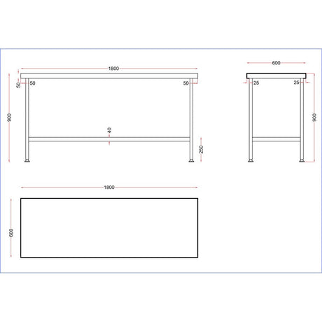 DR045 Holmes Stainless Steel Centre Table 1800mm JD Catering Equipment Solutions Ltd