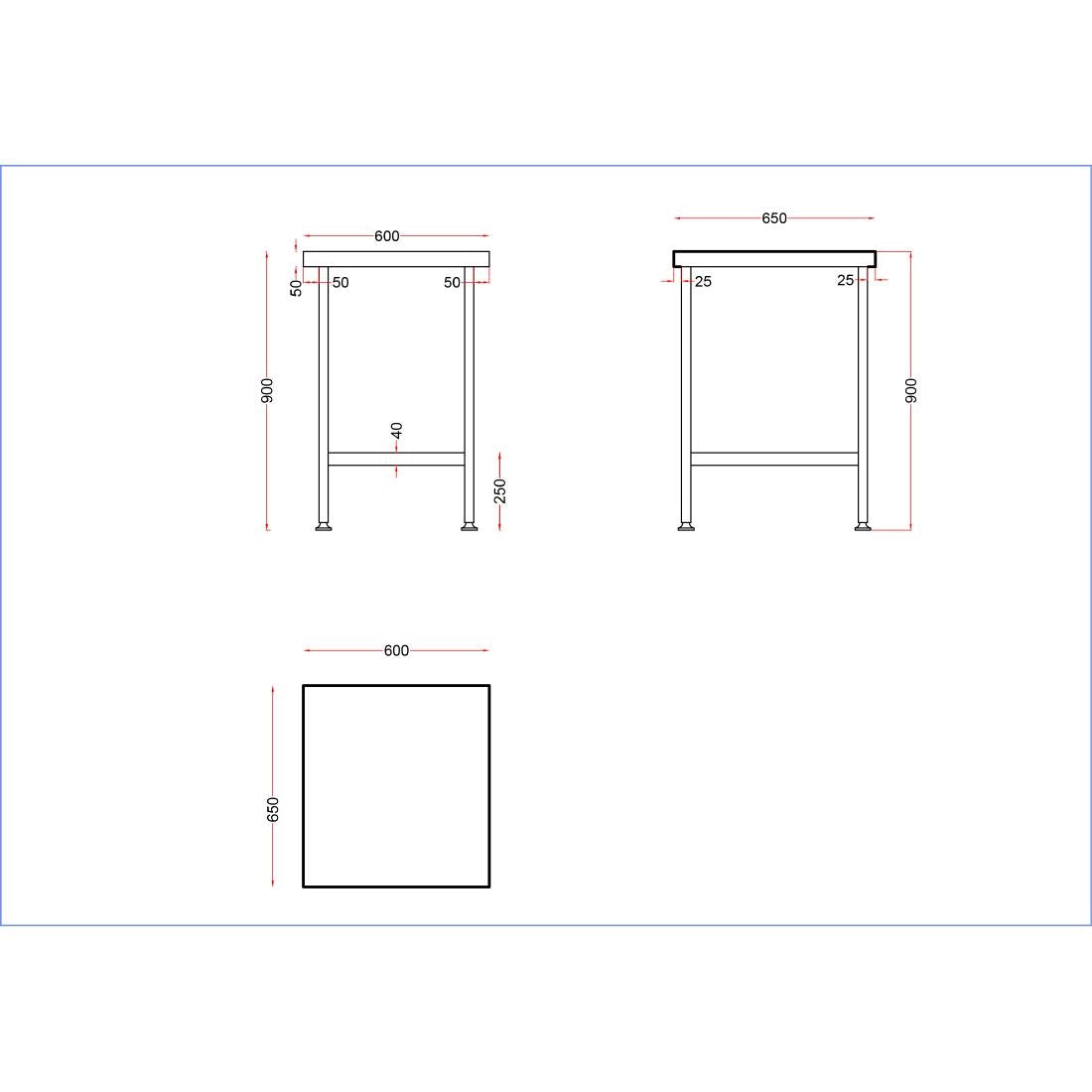 DR048 Holmes Stainless Steel Centre Table 600mm JD Catering Equipment Solutions Ltd