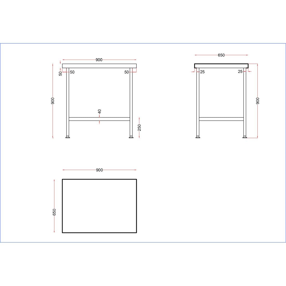 DR049 Holmes Stainless Steel Centre Table 900mm JD Catering Equipment Solutions Ltd