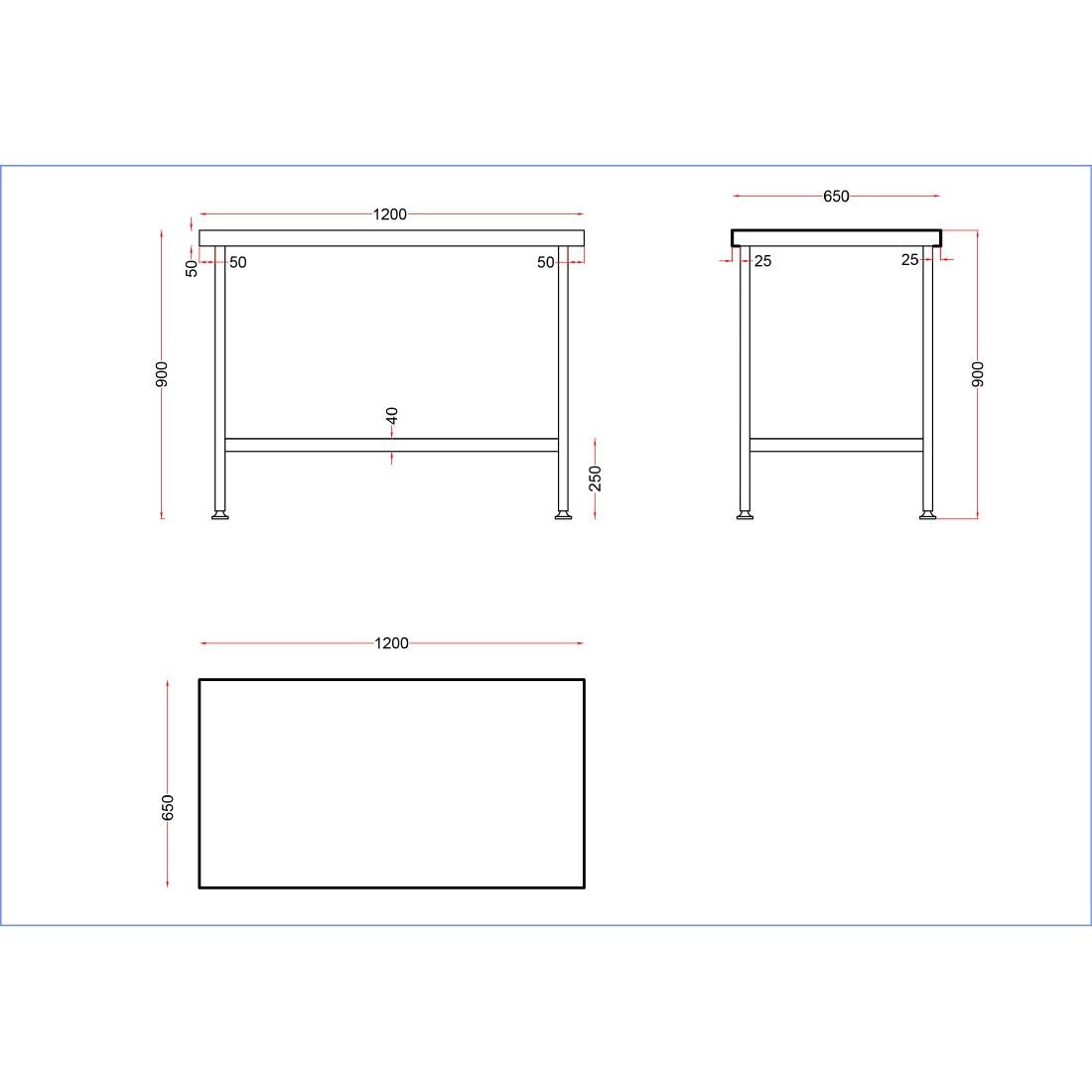 DR050 Holmes Stainless Steel Centre Table 1200mm JD Catering Equipment Solutions Ltd