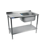 DR060 Holmes Fully Assembled Stainless Steel Sink Left Hand Drainer 1000mm JD Catering Equipment Solutions Ltd