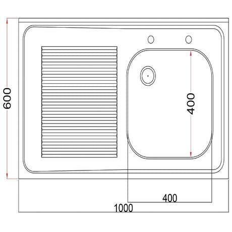 DR060 Holmes Fully Assembled Stainless Steel Sink Left Hand Drainer 1000mm JD Catering Equipment Solutions Ltd