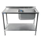 DR381 Holmes Fully Assembled Stainless Steel Sink Left Hand Drainer 1200mm JD Catering Equipment Solutions Ltd