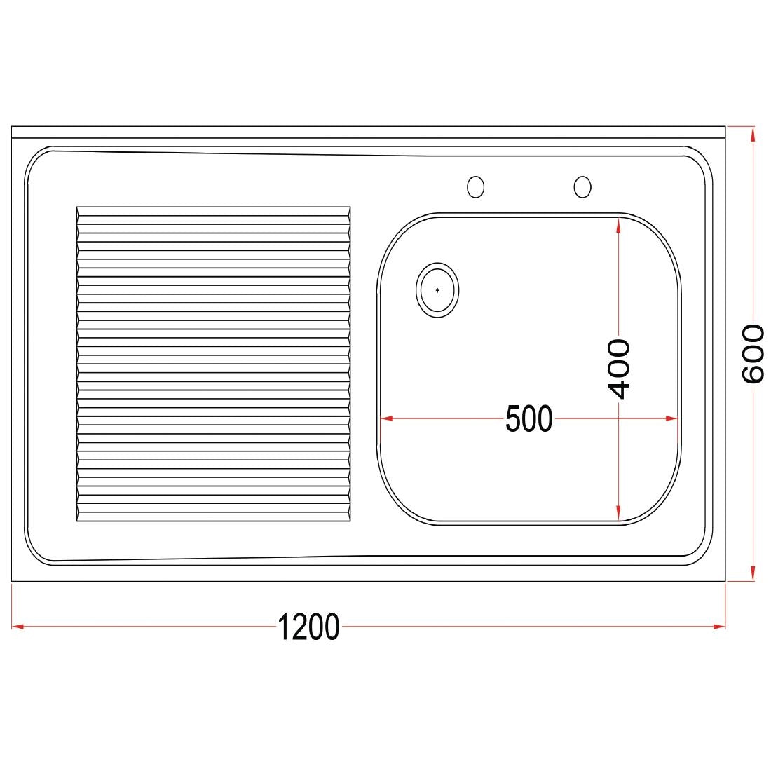 DR381 Holmes Fully Assembled Stainless Steel Sink Left Hand Drainer 1200mm JD Catering Equipment Solutions Ltd
