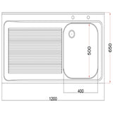 DR383 Holmes Fully Assembled Stainless Steel Sink Left Hand Drainer 1200mm JD Catering Equipment Solutions Ltd