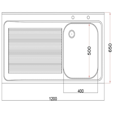 DR383 Holmes Fully Assembled Stainless Steel Sink Left Hand Drainer 1200mm JD Catering Equipment Solutions Ltd