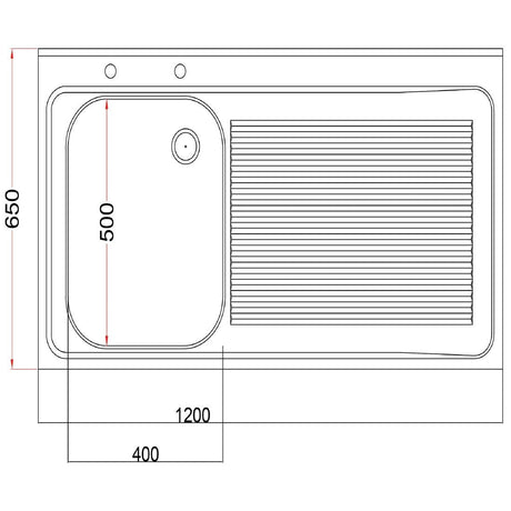 DR384 Holmes Fully Assembled Stainless Steel Sink Single Right Hand Drainer 1200mm JD Catering Equipment Solutions Ltd