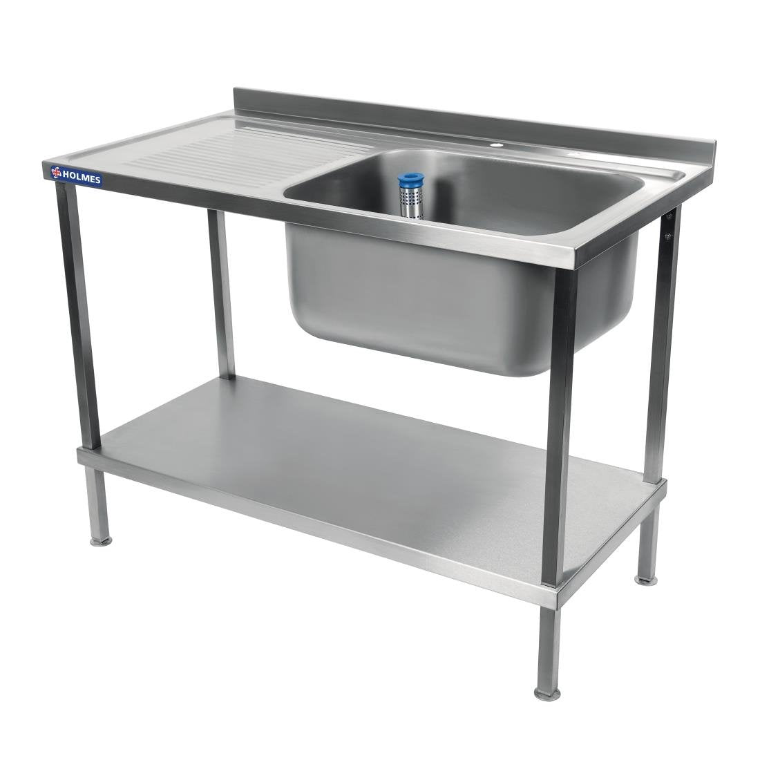 DR387 Holmes Fully Assembled Stainless Steel Sink Left Hand Drainer 1200mm JD Catering Equipment Solutions Ltd
