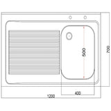 DR387 Holmes Fully Assembled Stainless Steel Sink Left Hand Drainer 1200mm JD Catering Equipment Solutions Ltd