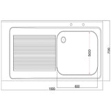 DR389 Holmes Fully Assembled Stainless Steel Sink Left Hand Drainer 1500mm JD Catering Equipment Solutions Ltd