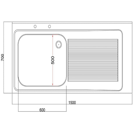 DR390 Holmes Fully Assembled Stainless Steel Sink Right Hand Drainer 1500mm JD Catering Equipment Solutions Ltd