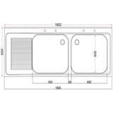 DR393 Holmes Fully Assembled Stainless Steel Sink Left Hand Drainer 1800mm JD Catering Equipment Solutions Ltd