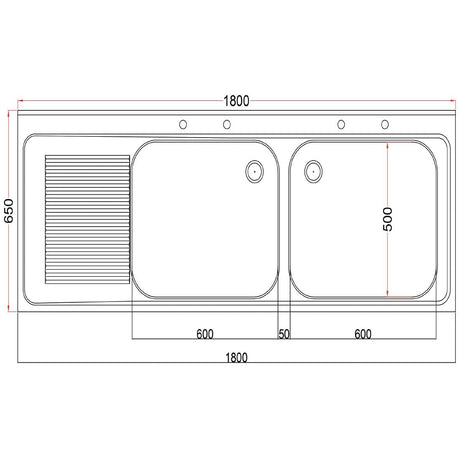 DR393 Holmes Fully Assembled Stainless Steel Sink Left Hand Drainer 1800mm JD Catering Equipment Solutions Ltd