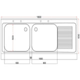 DR394 Holmes Fully Assembled Stainless Steel Sink Right Hand Drainer 1800mm JD Catering Equipment Solutions Ltd