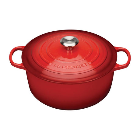 DR453 Le Creuset Cast Iron Round Casserole 20cm 2.4L Cerise JD Catering Equipment Solutions Ltd