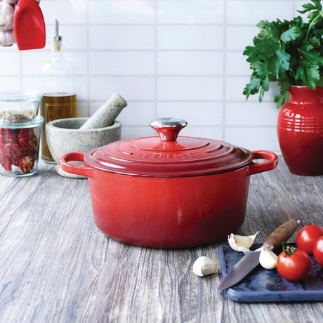 DR453 Le Creuset Cast Iron Round Casserole 20cm 2.4L Cerise JD Catering Equipment Solutions Ltd