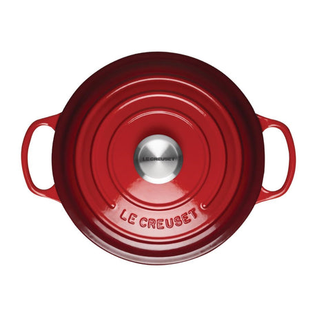 DR453 Le Creuset Cast Iron Round Casserole 20cm 2.4L Cerise JD Catering Equipment Solutions Ltd