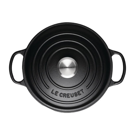 DR456 Le Creuset Cast Iron Round Casserole 20cm 2.4L Satin Black JD Catering Equipment Solutions Ltd