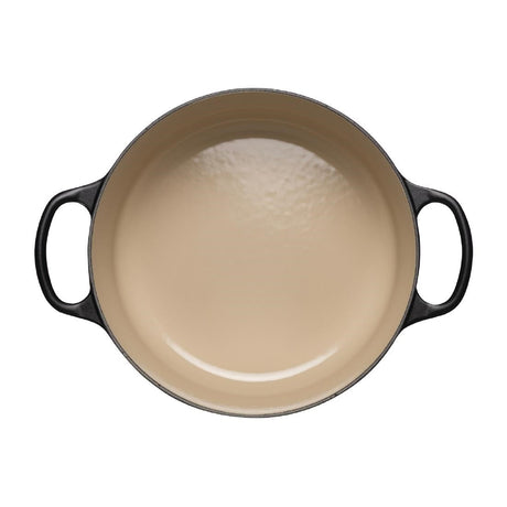 DR456 Le Creuset Cast Iron Round Casserole 20cm 2.4L Satin Black JD Catering Equipment Solutions Ltd