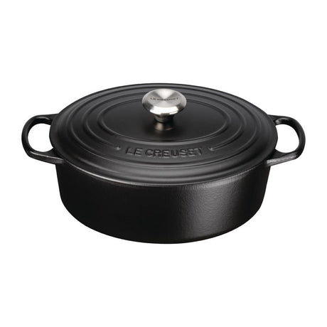 DR467 Le Creuset Cast Iron Oval Casserole 29cm 4.7L Satin Black JD Catering Equipment Solutions Ltd