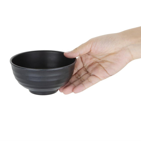 DR514 Kristallon Fusion Melamine Rice Bowls Black 114mm (Pack of 6) JD Catering Equipment Solutions Ltd