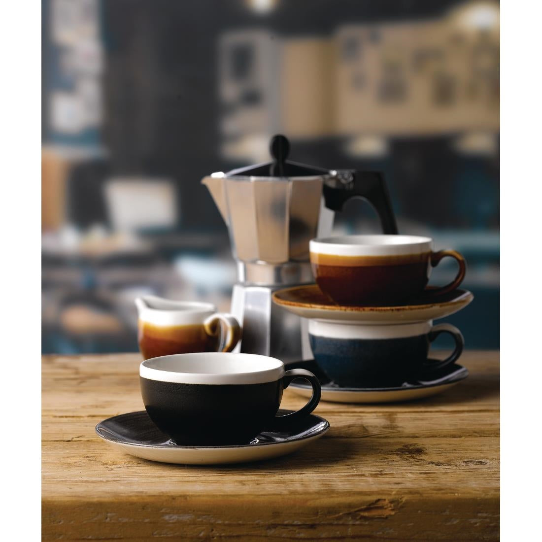 DR689 Churchill Monochrome Cappuccino Saucer Iron Black 158mm (Pack of 12) JD Catering Equipment Solutions Ltd