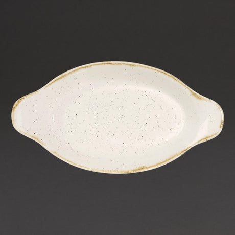 DS490 Churchill Stonecast Oval Eared Dishes Barley White 232mm (Pack of 6) JD Catering Equipment Solutions Ltd