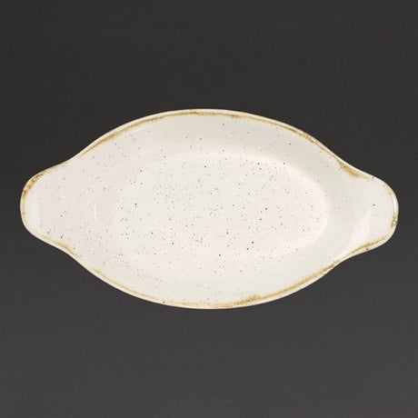 DS491 Churchill Stonecast Oval Eared Dishes Barley White 205mm (Pack of 6) JD Catering Equipment Solutions Ltd