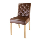 DT699 Bolero Chiswick Button Dining Chairs Tan Leather (Pack of 2) JD Catering Equipment Solutions Ltd