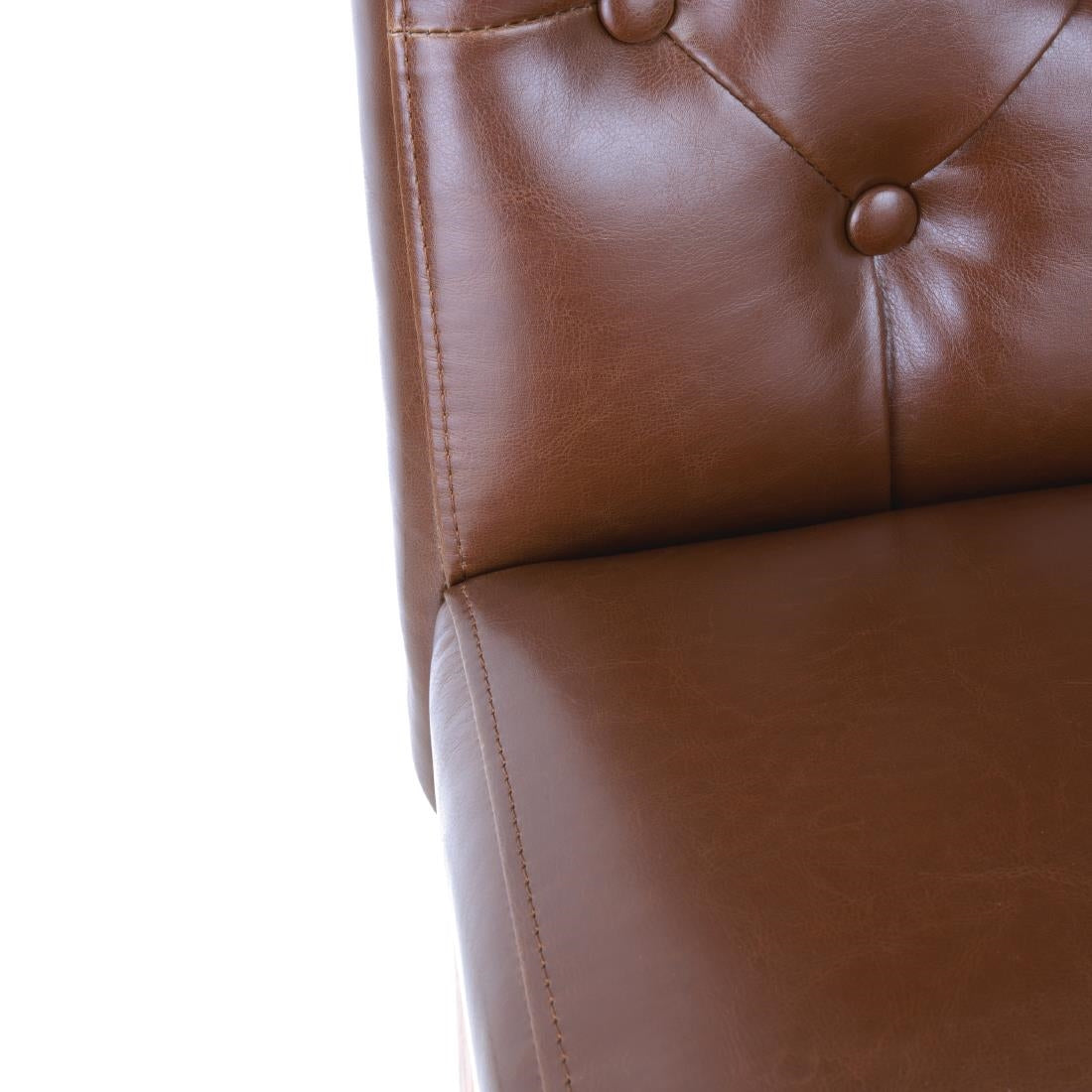 DT699 Bolero Chiswick Button Dining Chairs Tan Leather (Pack of 2) JD Catering Equipment Solutions Ltd