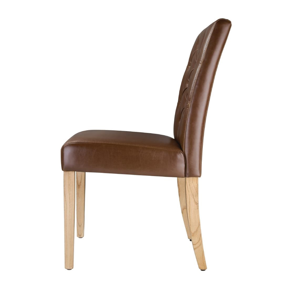 DT699 Bolero Chiswick Button Dining Chairs Tan Leather (Pack of 2) JD Catering Equipment Solutions Ltd