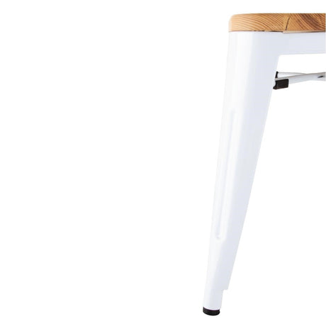 DW738 Bolero Bistro Low Stools with Wooden Seatpad White (Pack of 4) JD Catering Equipment Solutions Ltd