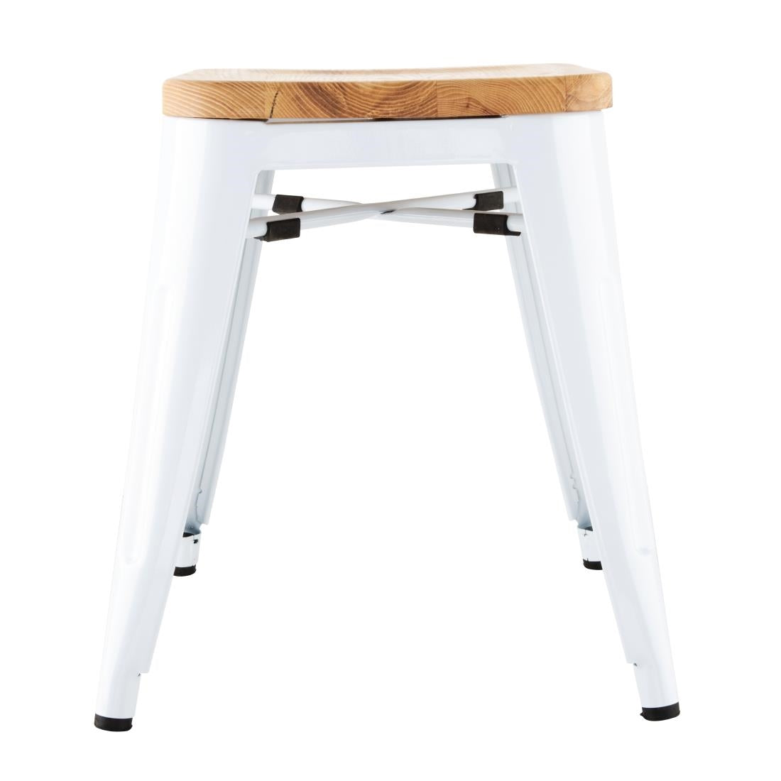 DW738 Bolero Bistro Low Stools with Wooden Seatpad White (Pack of 4) JD Catering Equipment Solutions Ltd