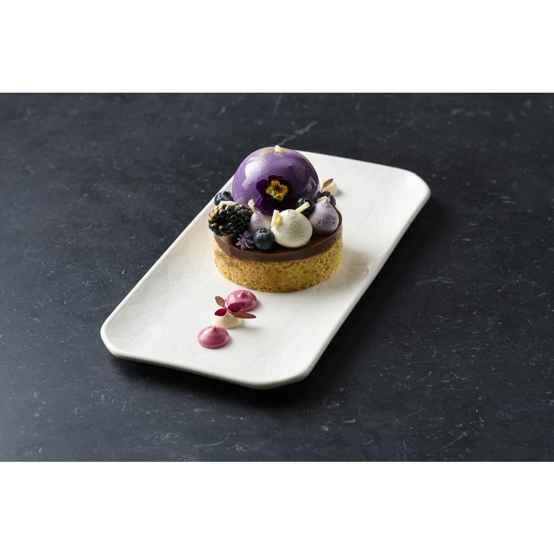 DX001 Churchill Alchemy Abstract White Shallow Oblong Trays (Pack of 6) JD Catering Equipment Solutions Ltd